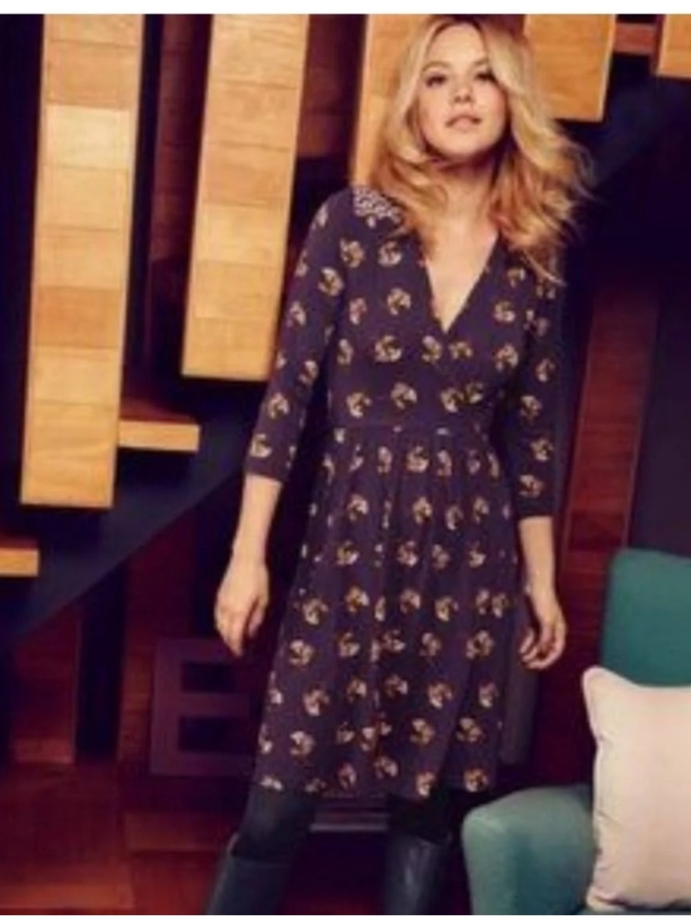Boden Glenda purple jersey dress size six faux wrap Preowned good condition
